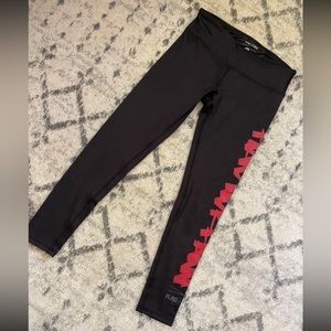 FNF leggings size small red letters on black leggings